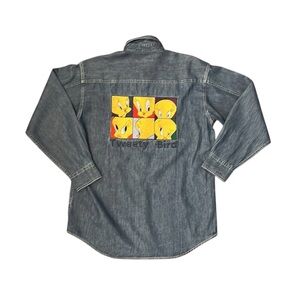 Looney Toons Embroidered Tweety Bird Button Down